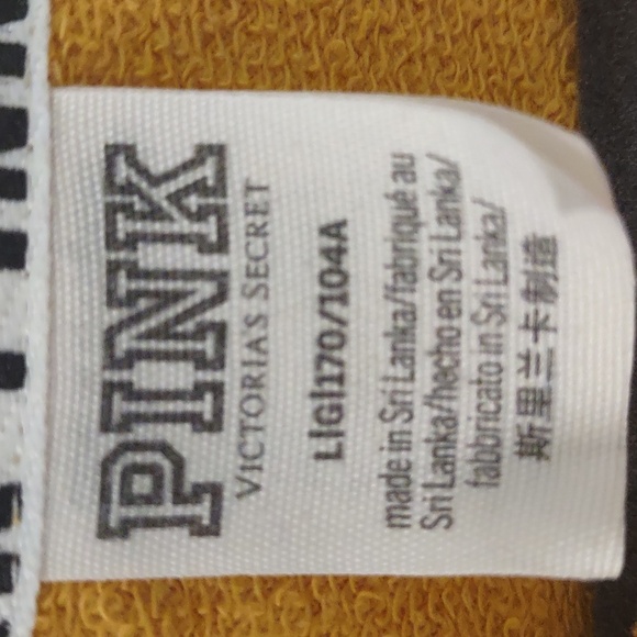 PINK Colorblock Black and Yellow Zip-Up Hoodie Size L - Picture 2 of 8